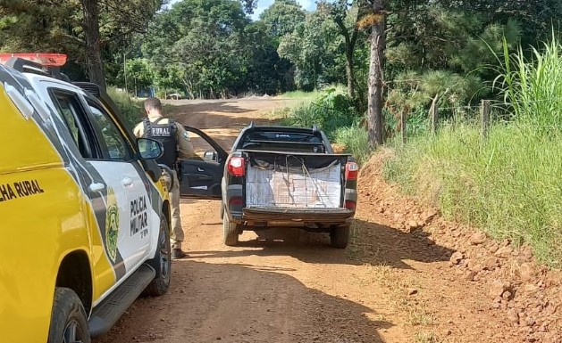 PM apreende camionete carregada com cigarros contrabandeados