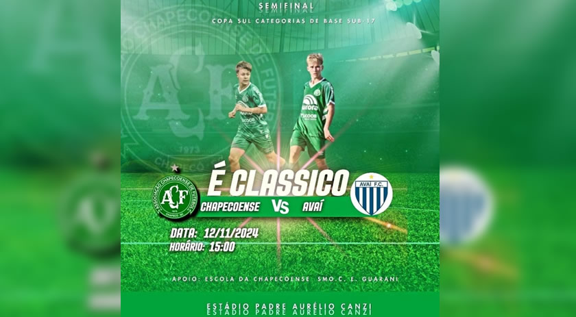 Clássico Chapecoense x Avaí agita São Miguel do Oeste em semifinal da Copa Sul sub-17