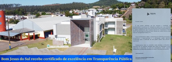 Município recebe certificado de excelência em transparência pública